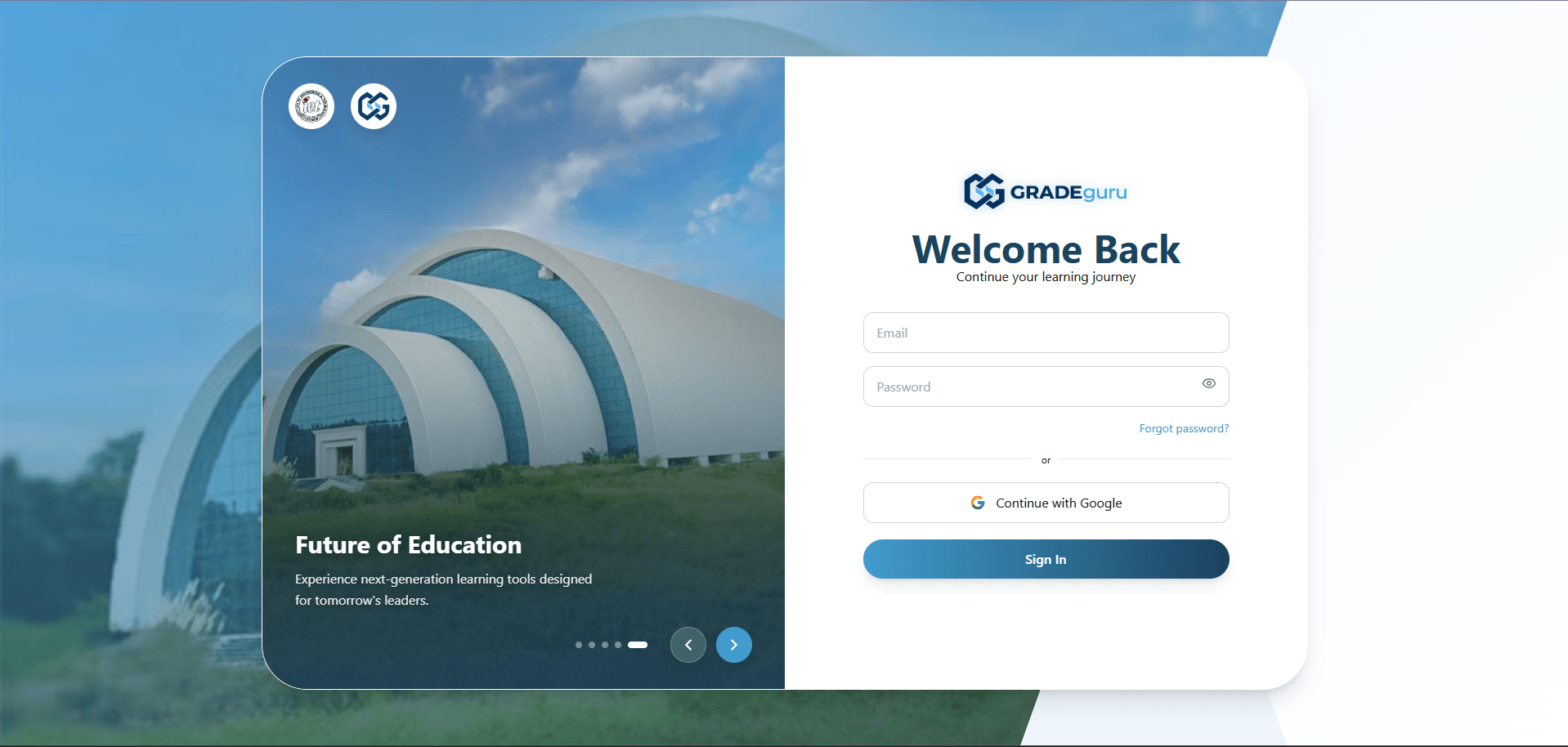 GRADEguru LMS Login Interface — Live pilot at IET Lucknow
